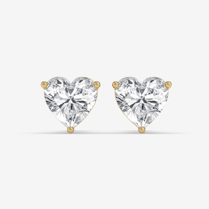 Yellow Gold Heart-Shaped Diamond Stud Earrings
