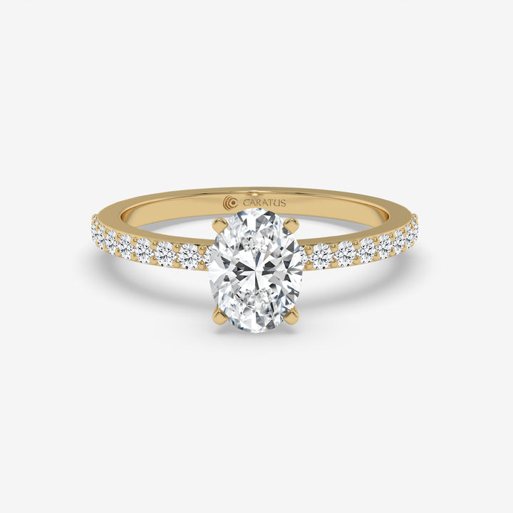 Yellow Gold Oval Diamond & Round Accent Halo Ring