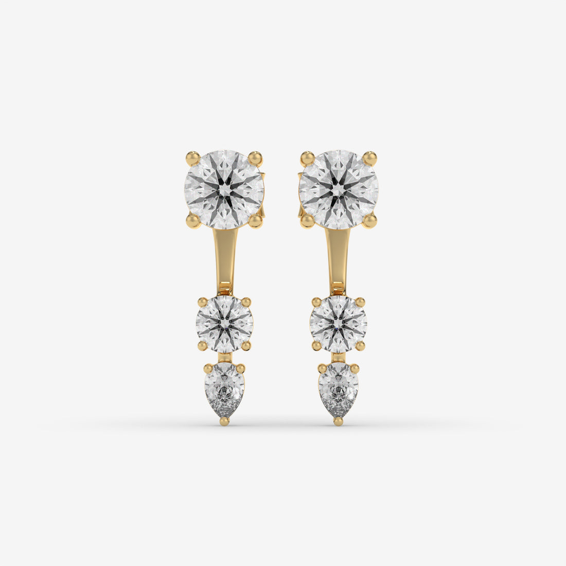 14K Rose Gold Round & Pear-Cut Dangling Diamond Earrings