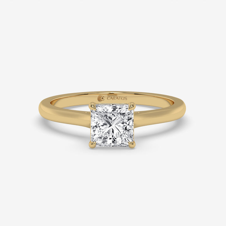 Yellow Gold Princess-Cut Diamond Cathedral Ring in 1.00 CT