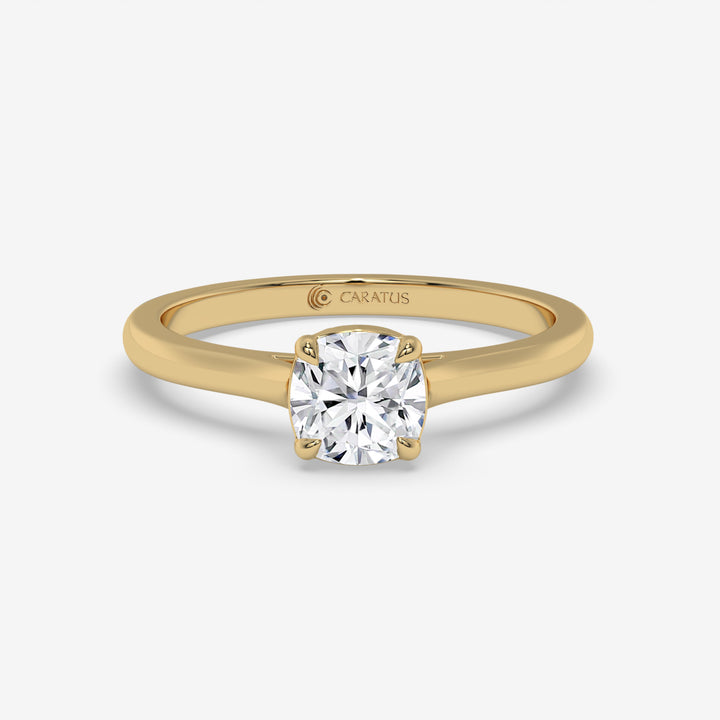 Cathedral-Style Cushion Diamond Yellow Gold Engagement Ring