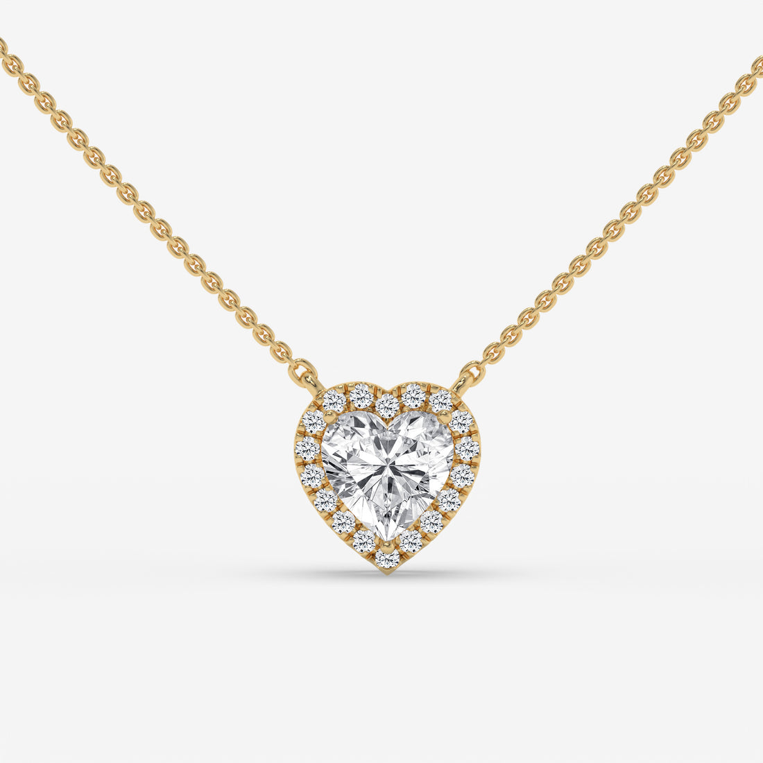 Heart-Shaped Diamond White Gold Necklace with Halo Setting