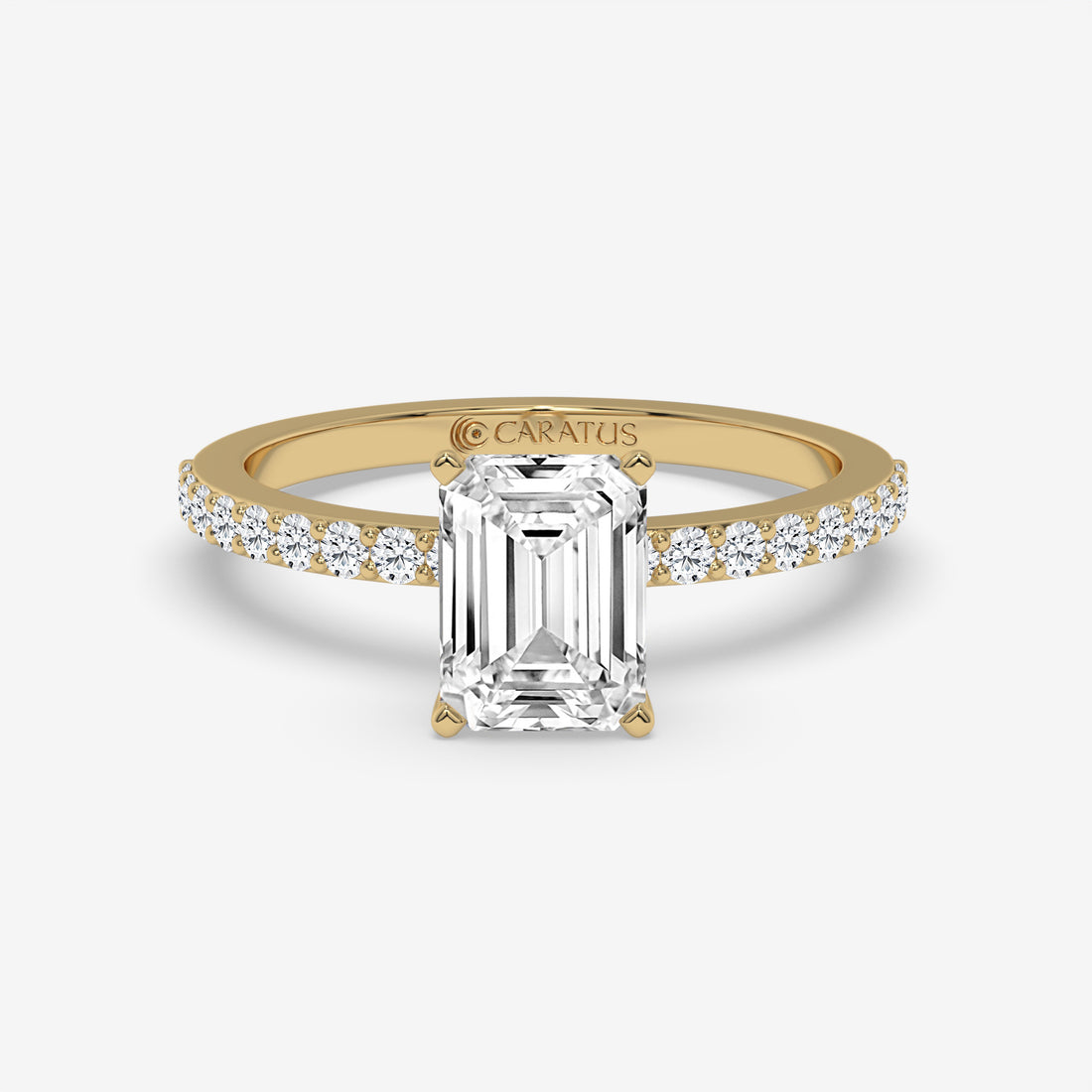 Emerald-cut diamond White Gold Ring with Channel-Set Band