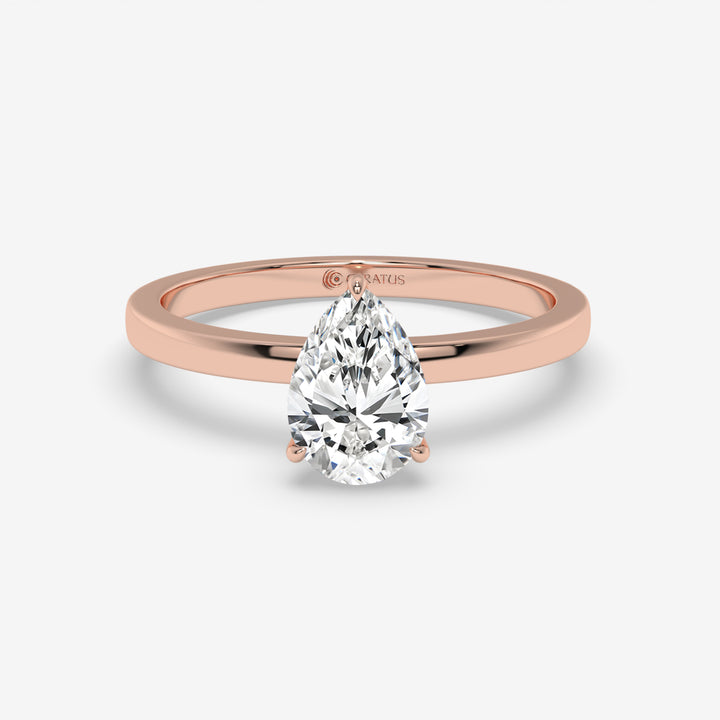 Pear-Shaped Diamond Rose Gold Ring with Round Diamond Halo