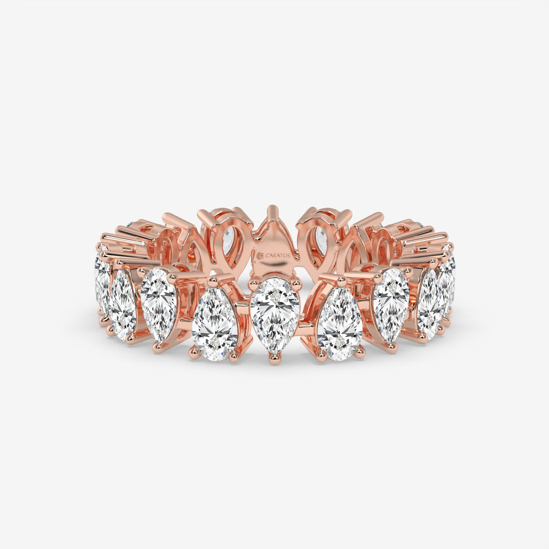 4.50 CT Rose Gold Pear-Cut Diamond Eternity Engagement Ring