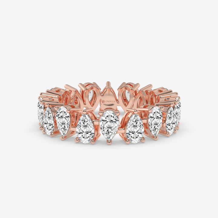 4.50 CT Rose Gold Pear-Cut Diamond Eternity Engagement Ring