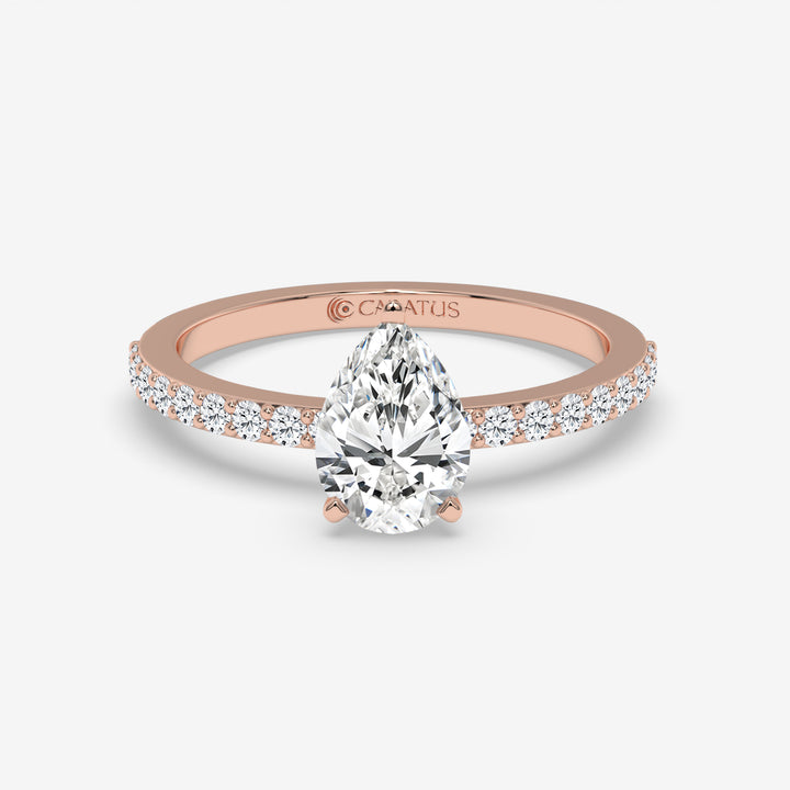 Pear-Shaped Diamond Rose Gold Ring with Channel Set Band