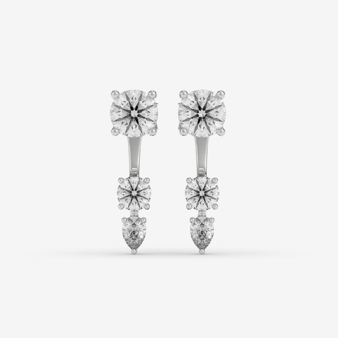 14K Yellow Gold Round & Pear-Cut Dangling Diamond Earrings