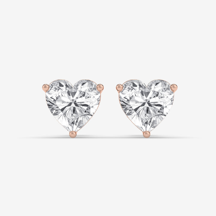 Rose Gold Heart-Shaped Diamond Stud Earrings