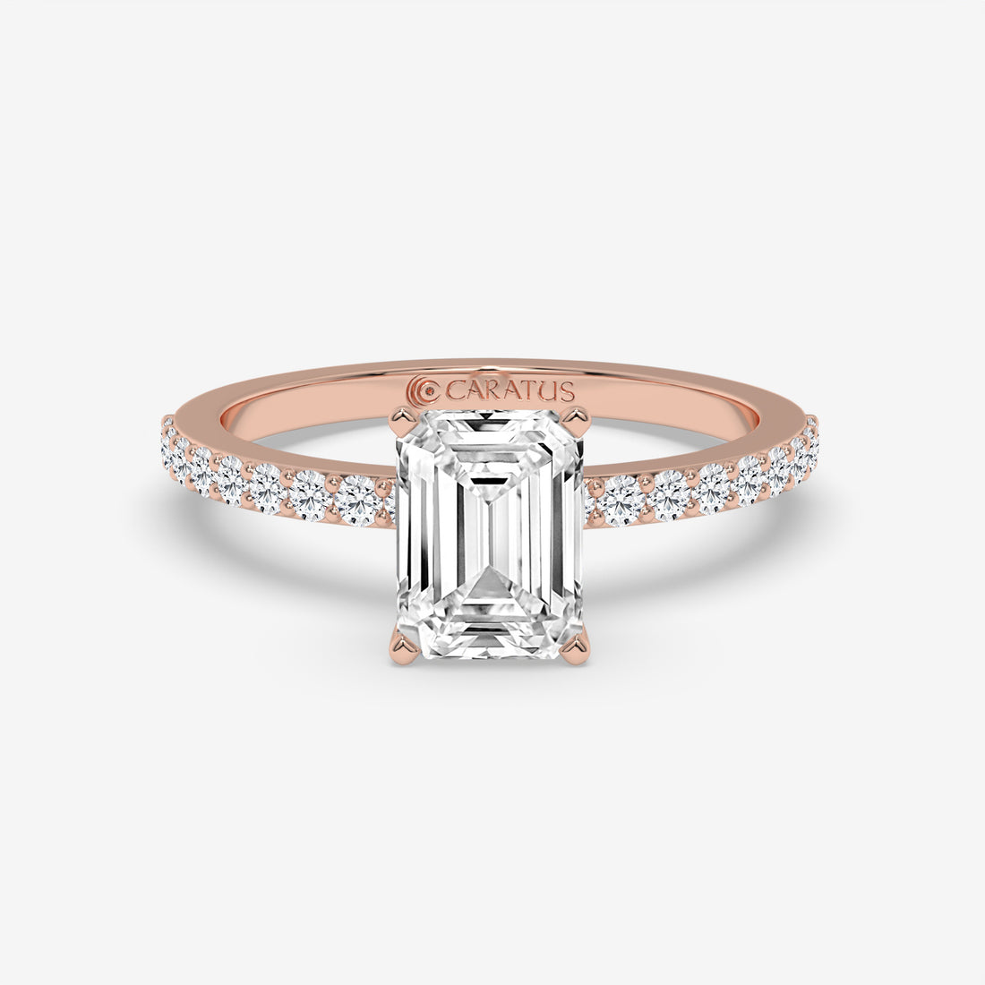 Emerald-cut diamond White Gold Ring with Channel-Set Band