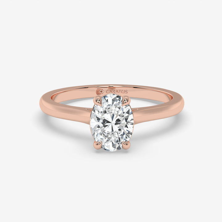 Oval Diamond Cathedral Ring in 1.00 CT Rose Gold