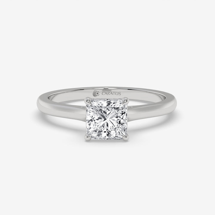 White Gold Princess-Cut Diamond Cathedral Ring in 1.00 CT