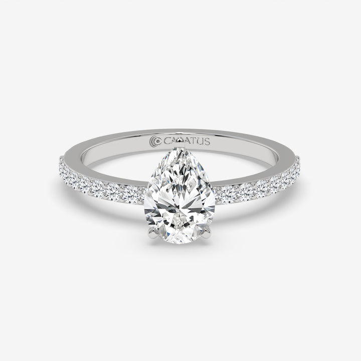 Pear-Shaped Diamond White Gold Ring with Channel Set Band