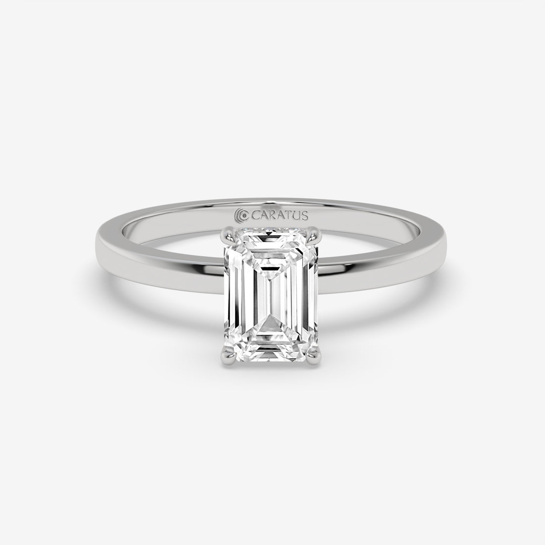 Emerald-Cut Diamond Hidden Halo Rose Gold Ring with Round Diamonds