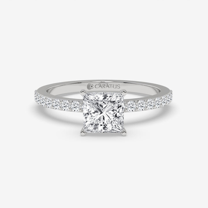 White Gold Princess-Cut Diamond Solitaire Ring with Channel-Set Band