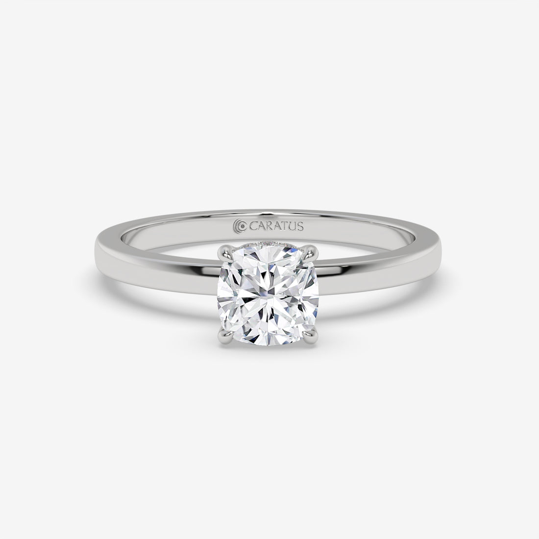 Cushion-Cut Diamond Engagement Ring with Hidden Halo in Rose Gold