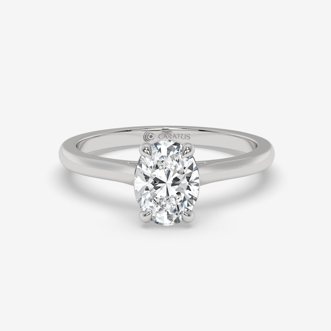 Oval Diamond Cathedral Ring in 1.00 CT Yellow Gold