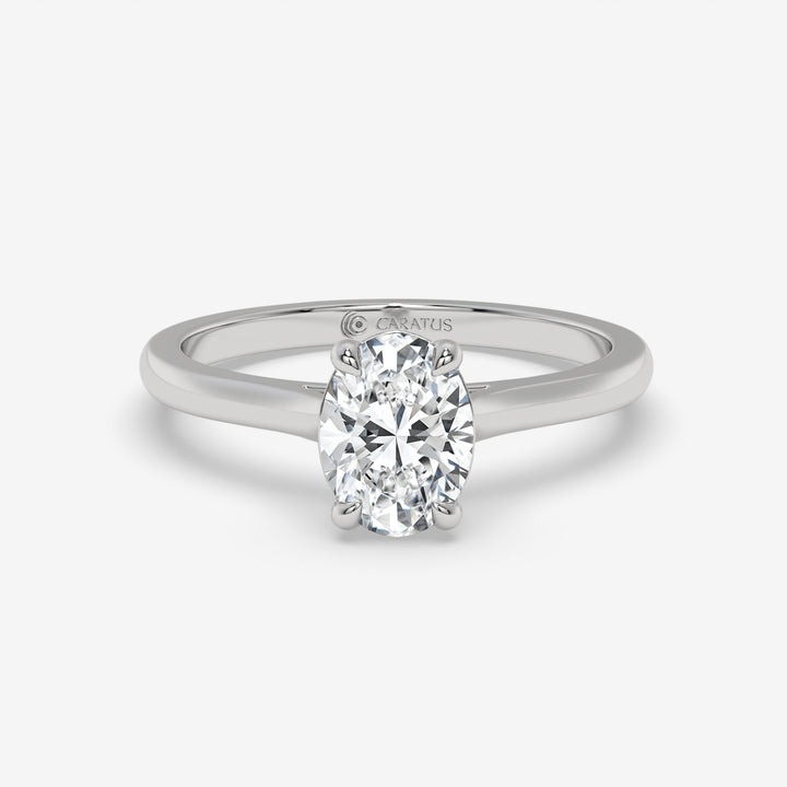 Oval Diamond Cathedral Ring in 1.00 CT White Gold