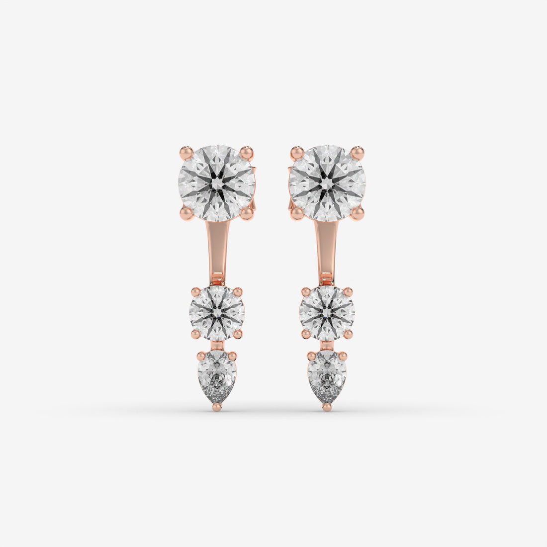14K Yellow Gold Round & Pear-Cut Dangling Diamond Earrings