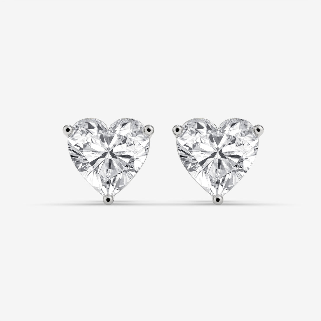White Gold Heart-Shaped Diamond Stud Earrings