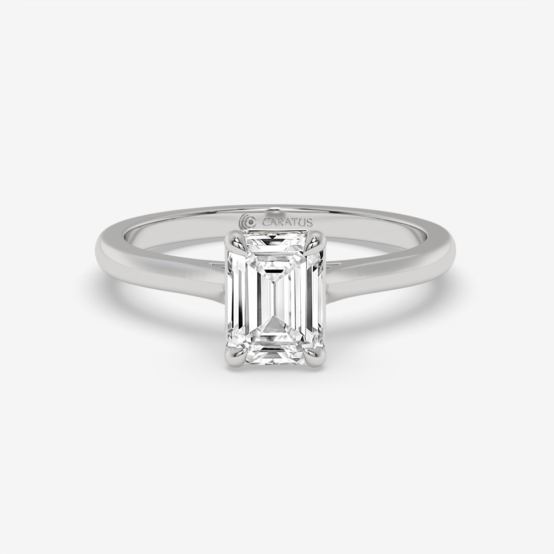 Rose Gold Cathedral Emerald-Cut Diamond Ring with Round Accents