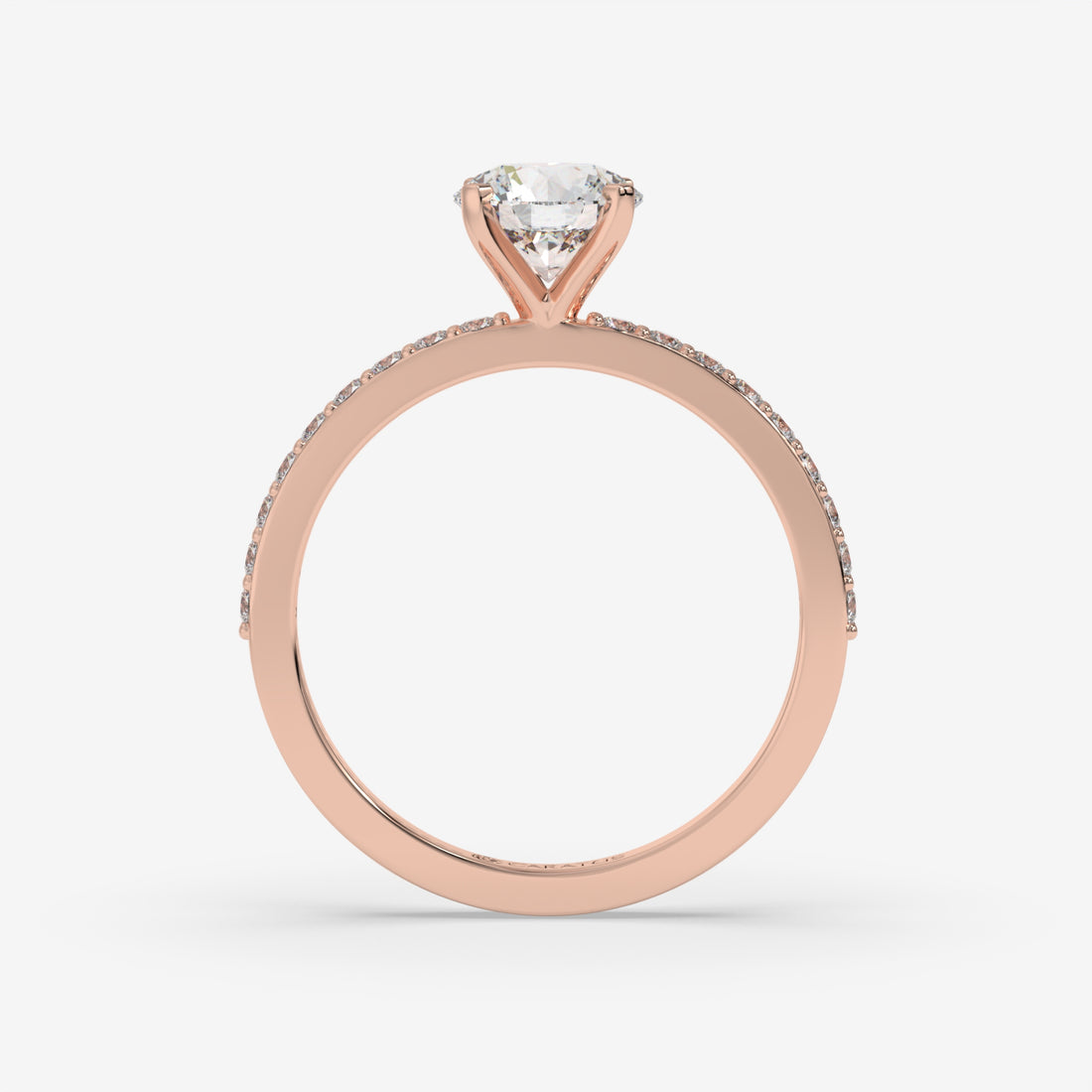 Cushion-cut diamond Ring with Channel-Side Diamonds in Rose Gold