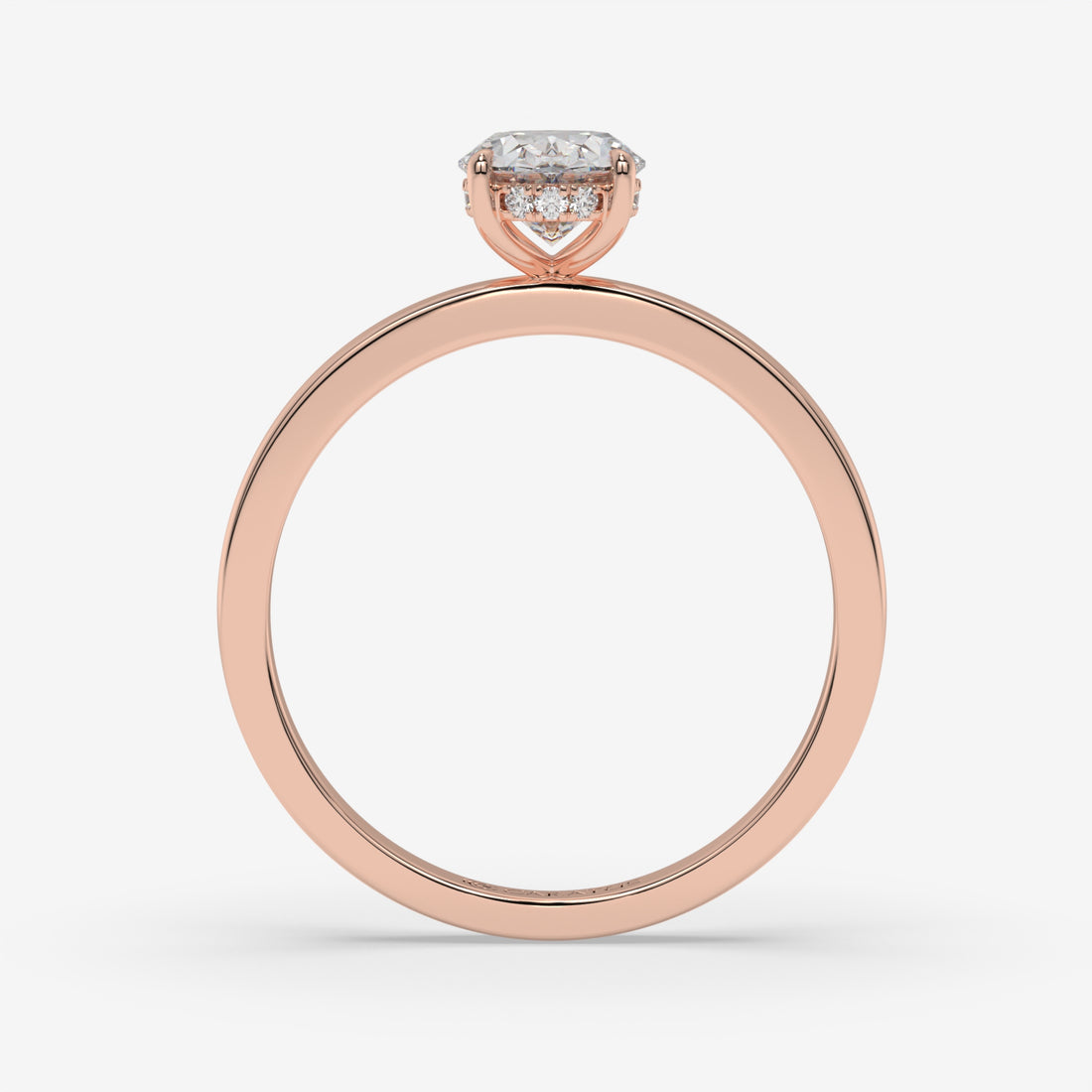 Rose Gold Oval Diamond Ring with Round Side Stones