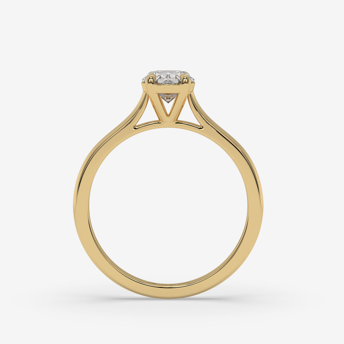 Oval Diamond Cathedral Ring in 1.00 CT Yellow Gold