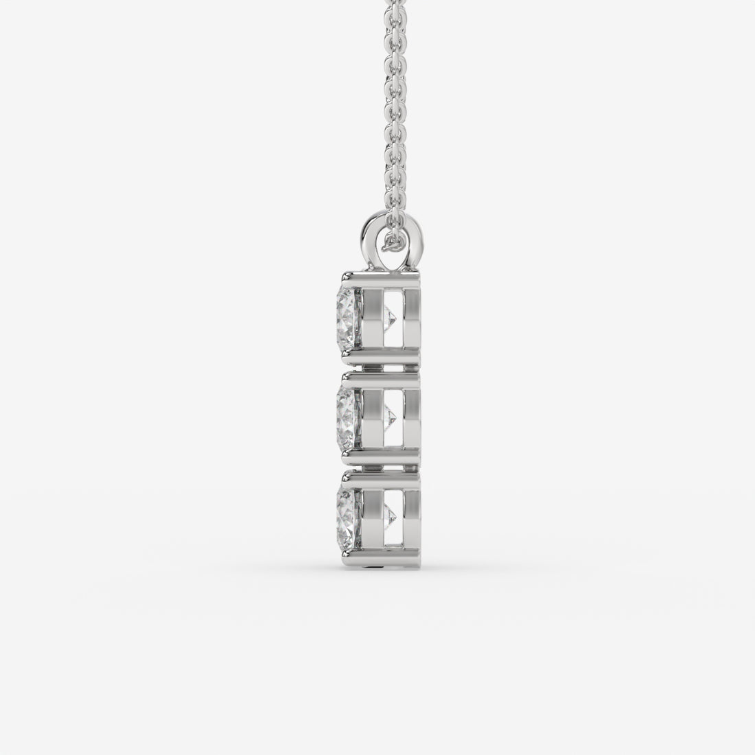 White Gold Triple Round-Cut Diamond Pendant in 14K Gold