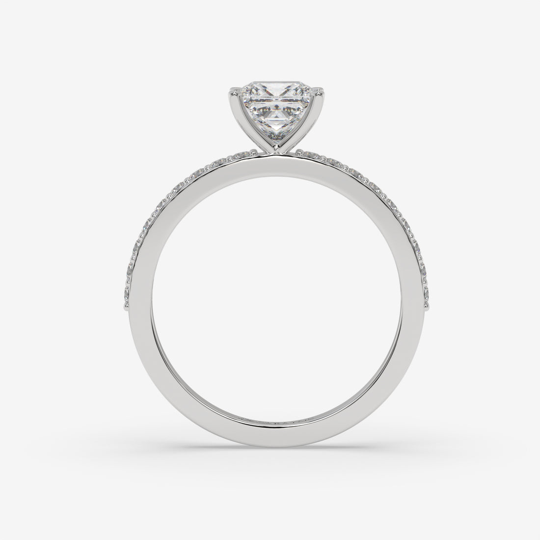 White Gold Princess-Cut Diamond Solitaire Ring with Channel-Set Band