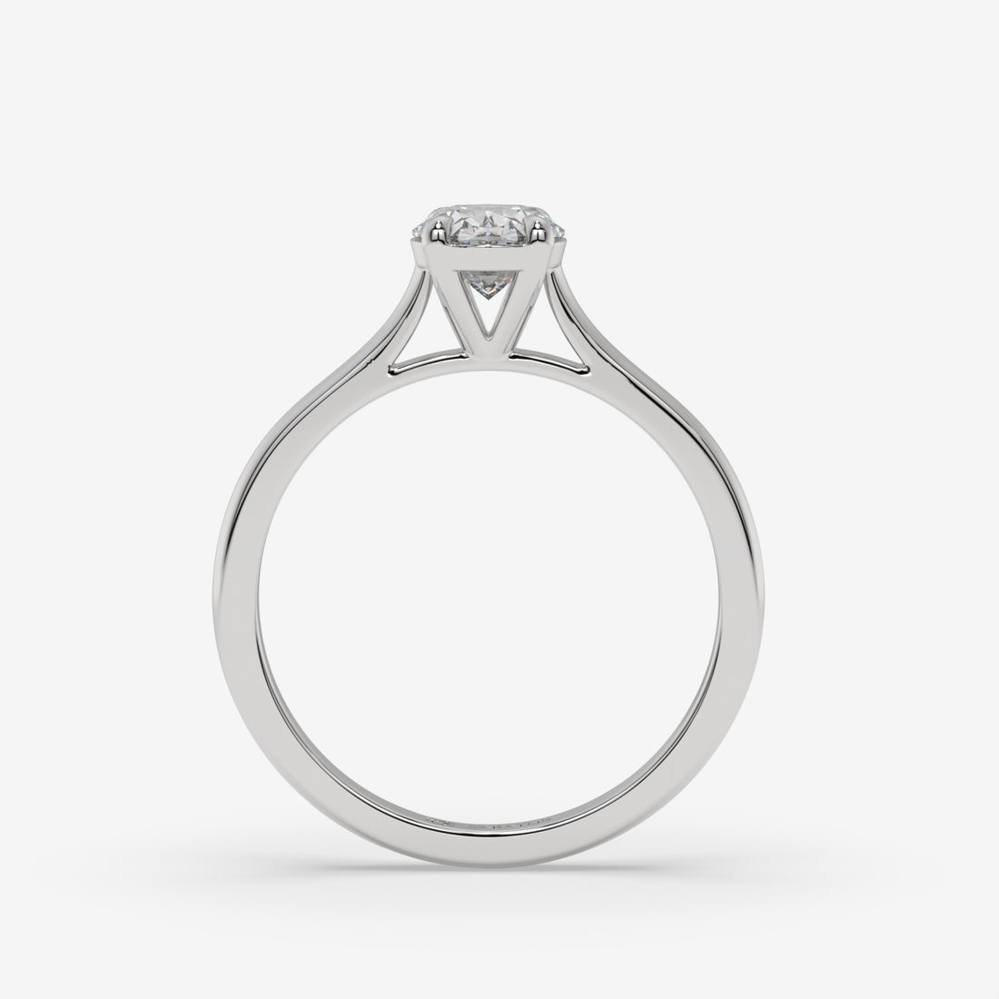 Oval Diamond Cathedral Ring in 1.00 CT White Gold