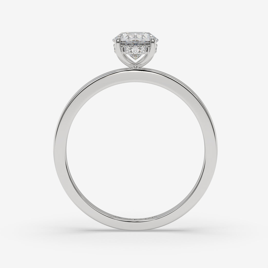 White Gold Oval Diamond Ring with Round Side Stones