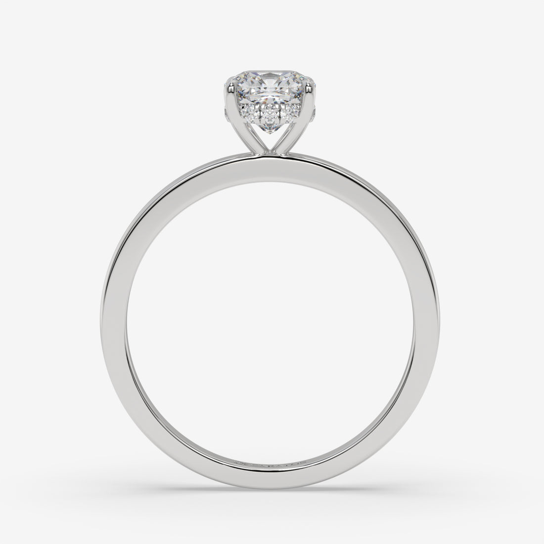 Cushion-Cut Diamond Engagement Ring with Hidden Halo in White Gold