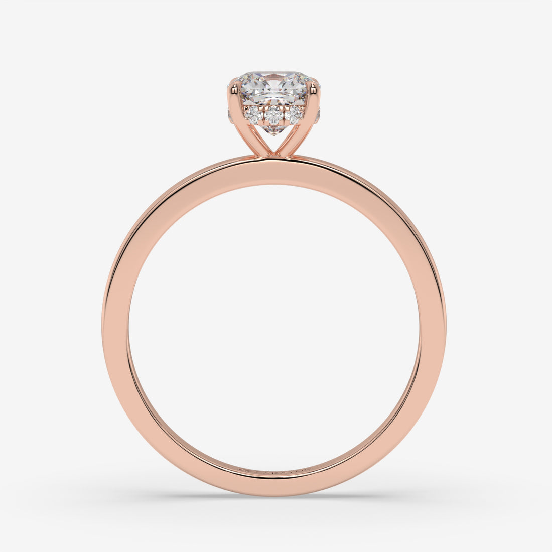 Cushion-Cut Diamond Engagement Ring with Hidden Halo in Rose Gold