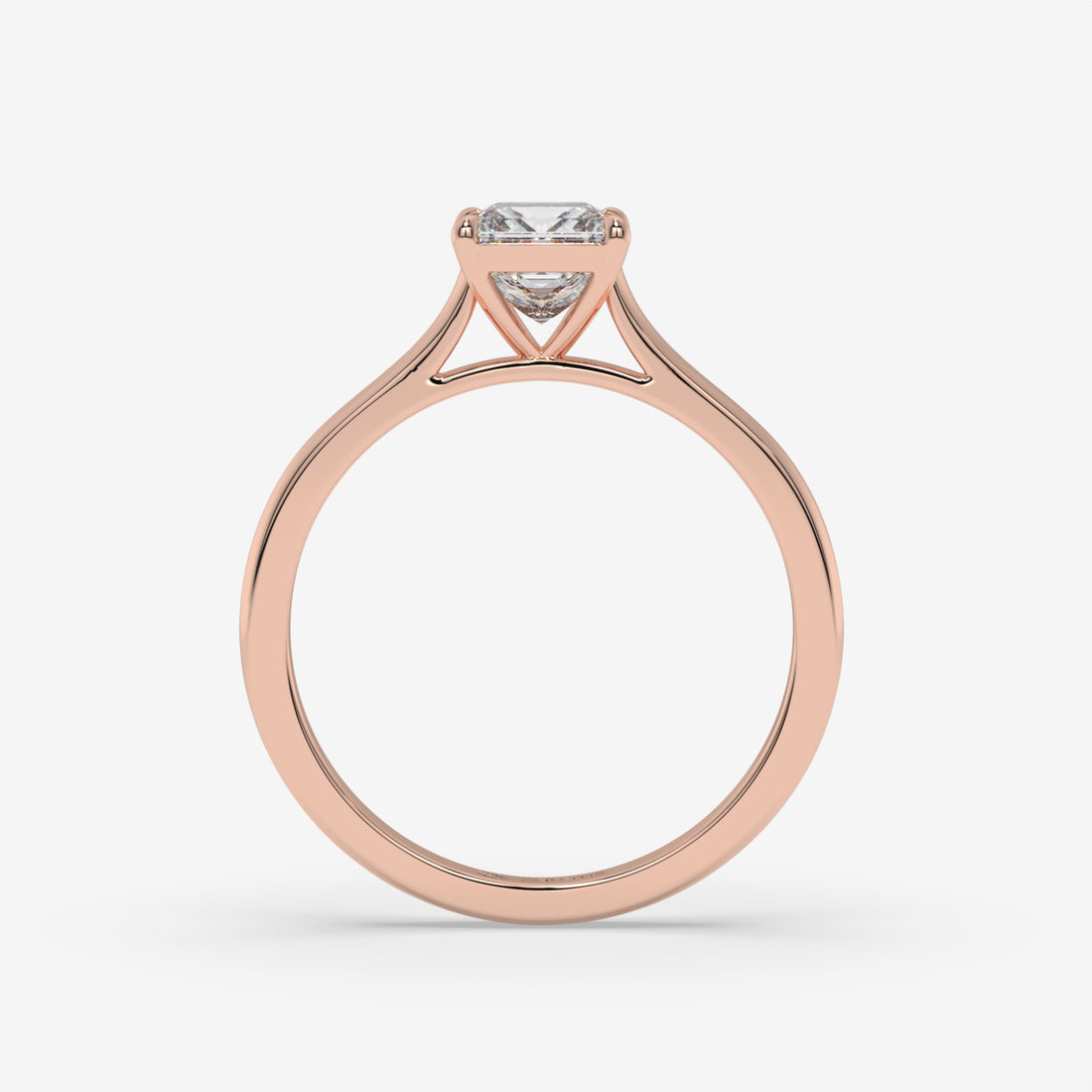 Rose Gold Princess-Cut Diamond Cathedral Ring in 1.00 CT