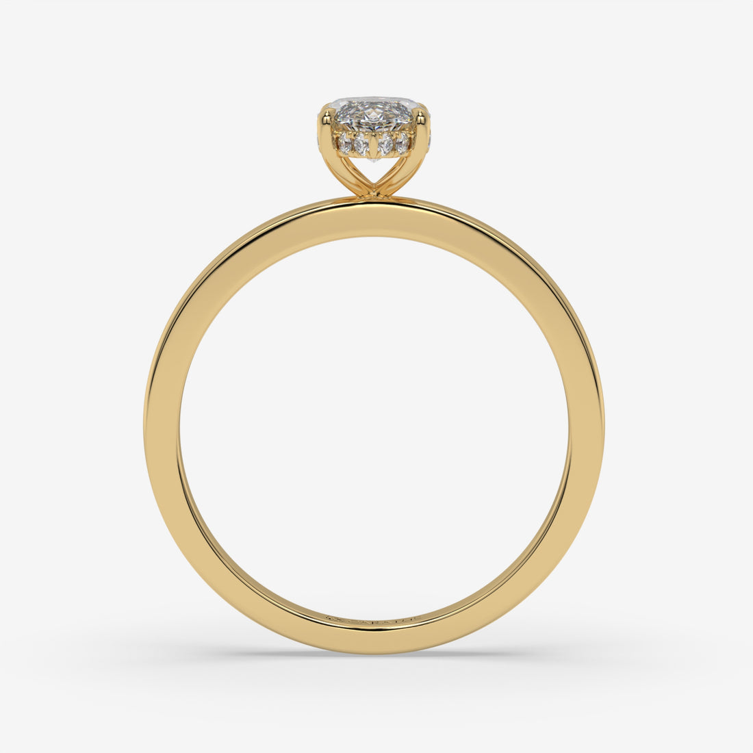 Marquise Diamond Ring with Round Side Diamonds in Yellow Gold