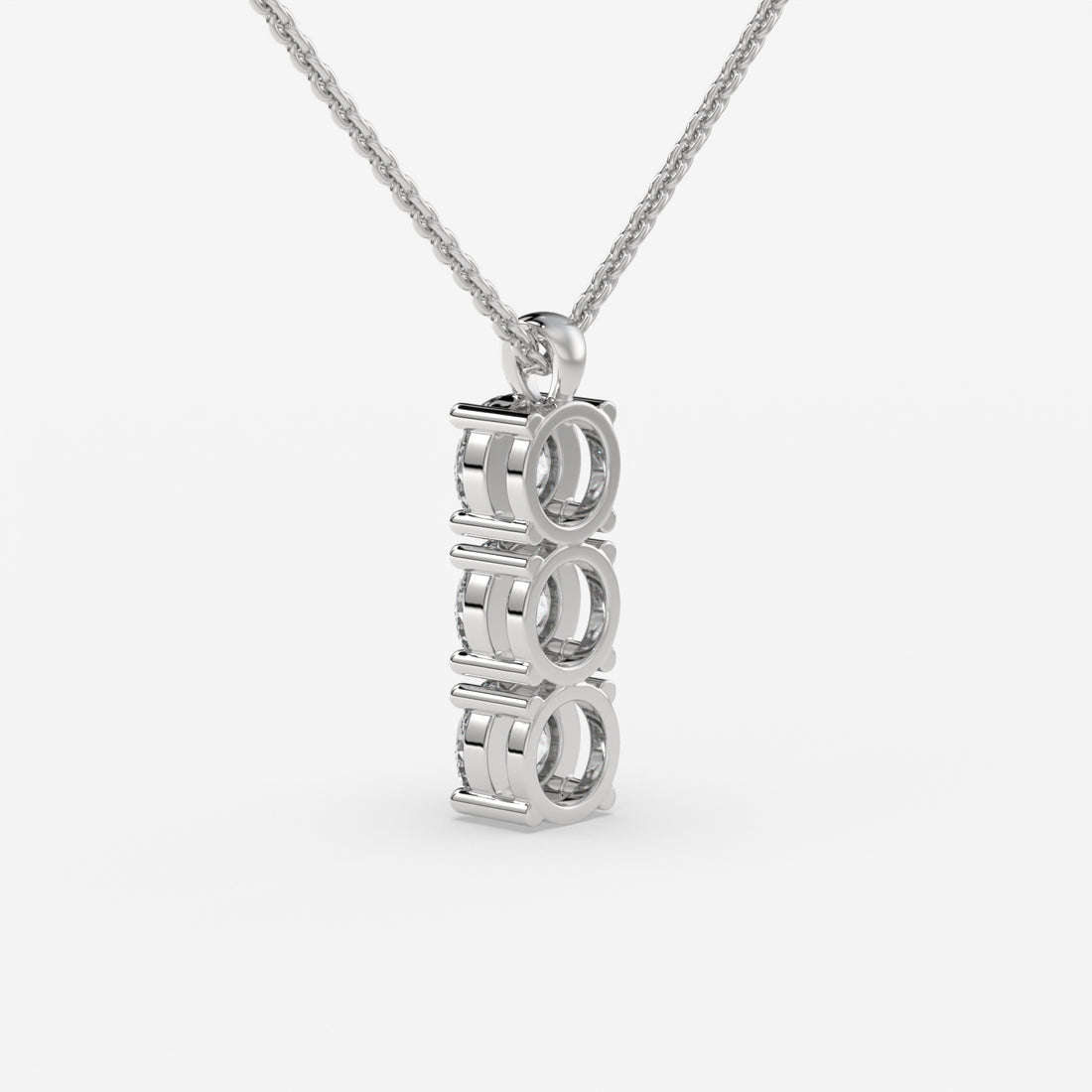 White Gold Triple Round-Cut Diamond Pendant in 14K Gold
