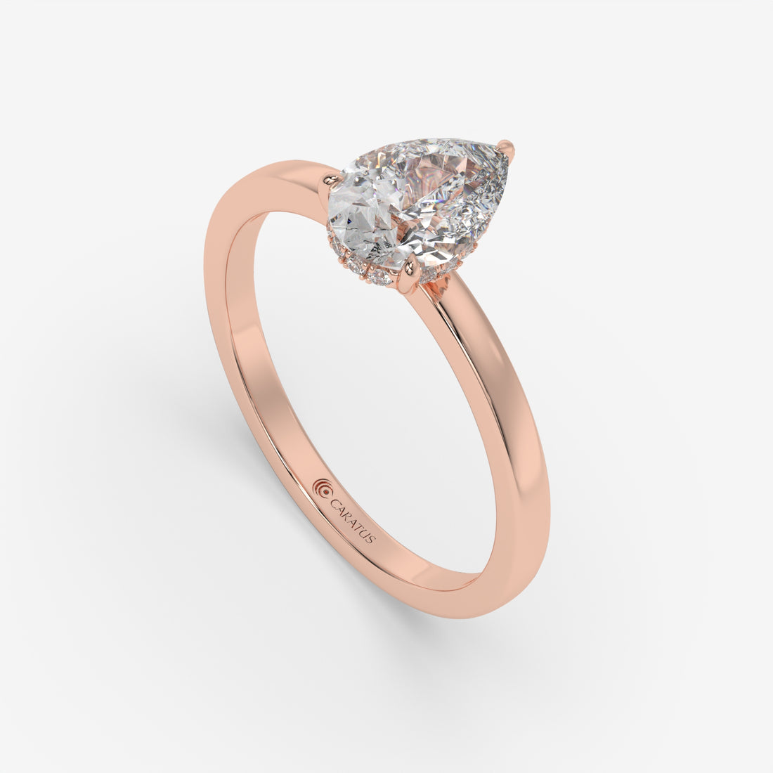 Pear-Shaped Diamond Rose Gold Pendant with Round Diamond Halo