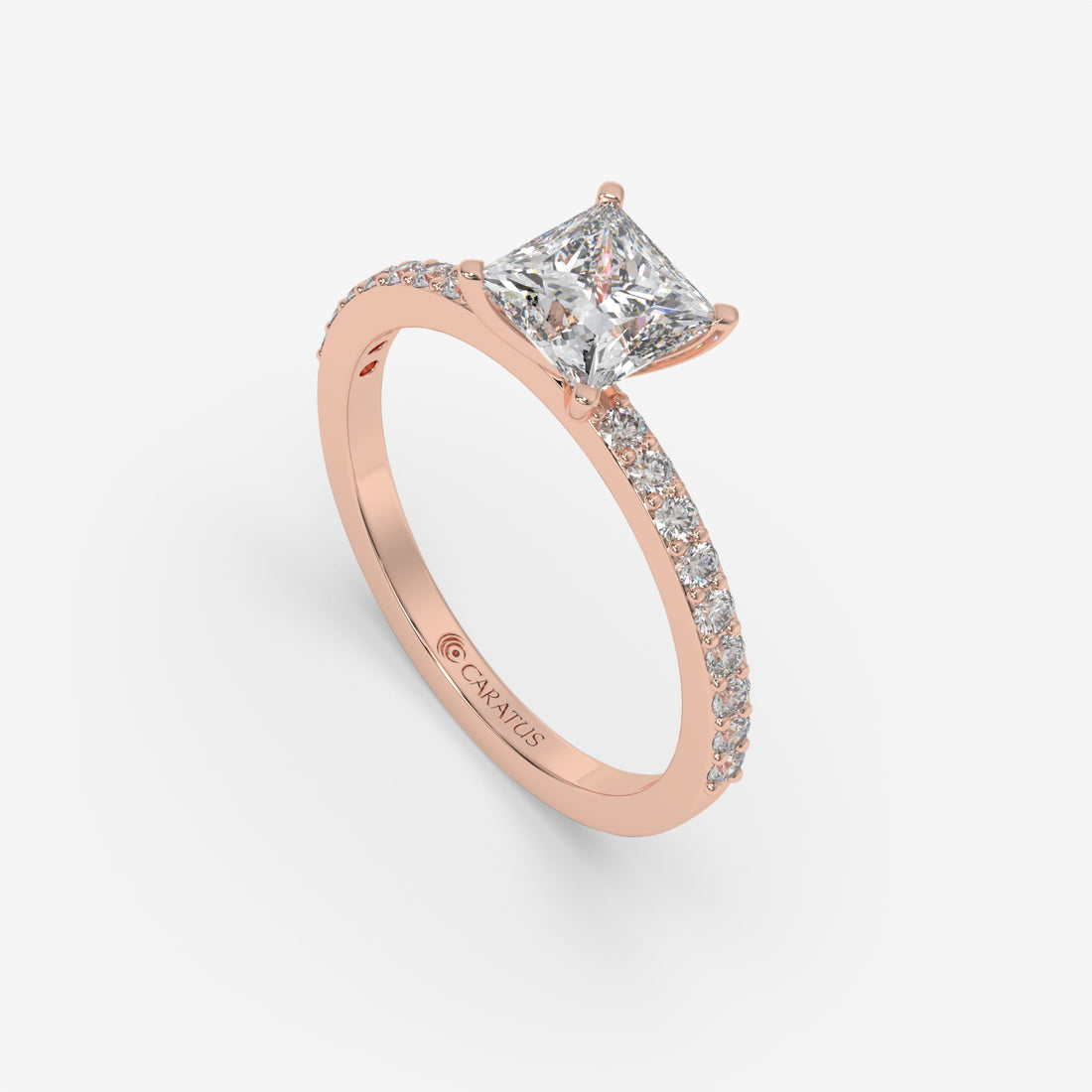 Rose Gold Princess-Cut Diamond Solitaire Ring with Channel-Set Band