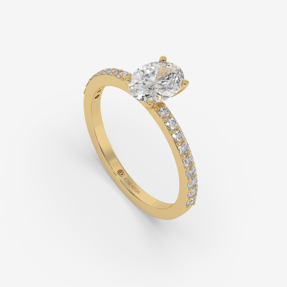 Yellow Gold Oval Diamond & Round Accent Halo Ring