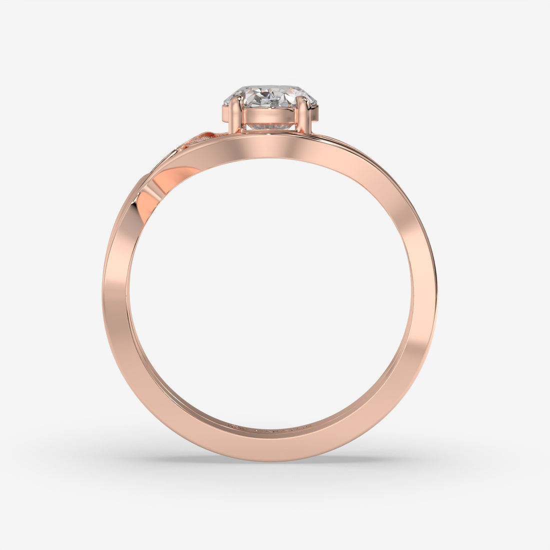 1.00 CT Oval Diamond and Round Accent Rose Gold Ring