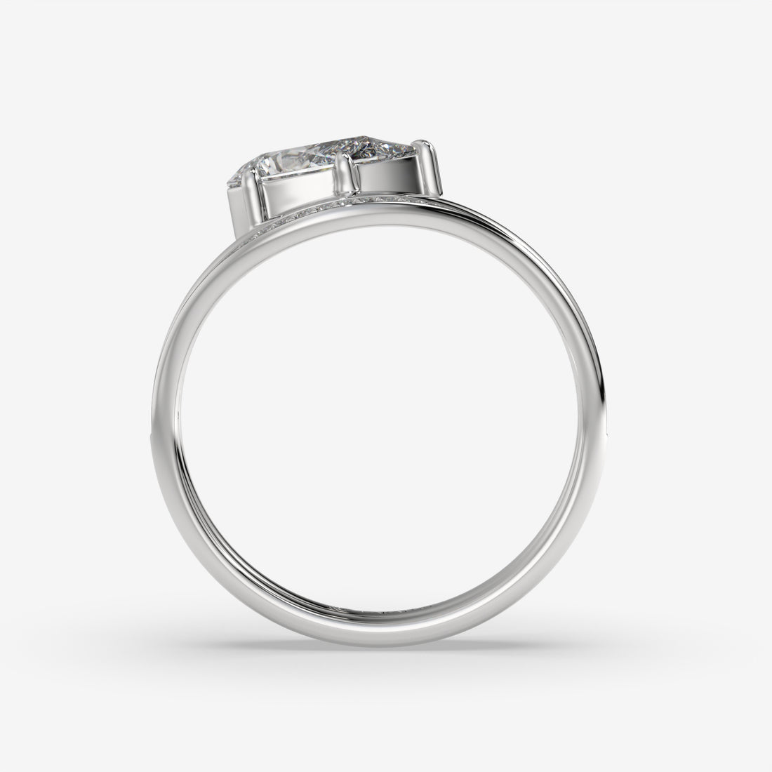 Pear-Shaped Diamond Ring with Round Diamonds in White Gold