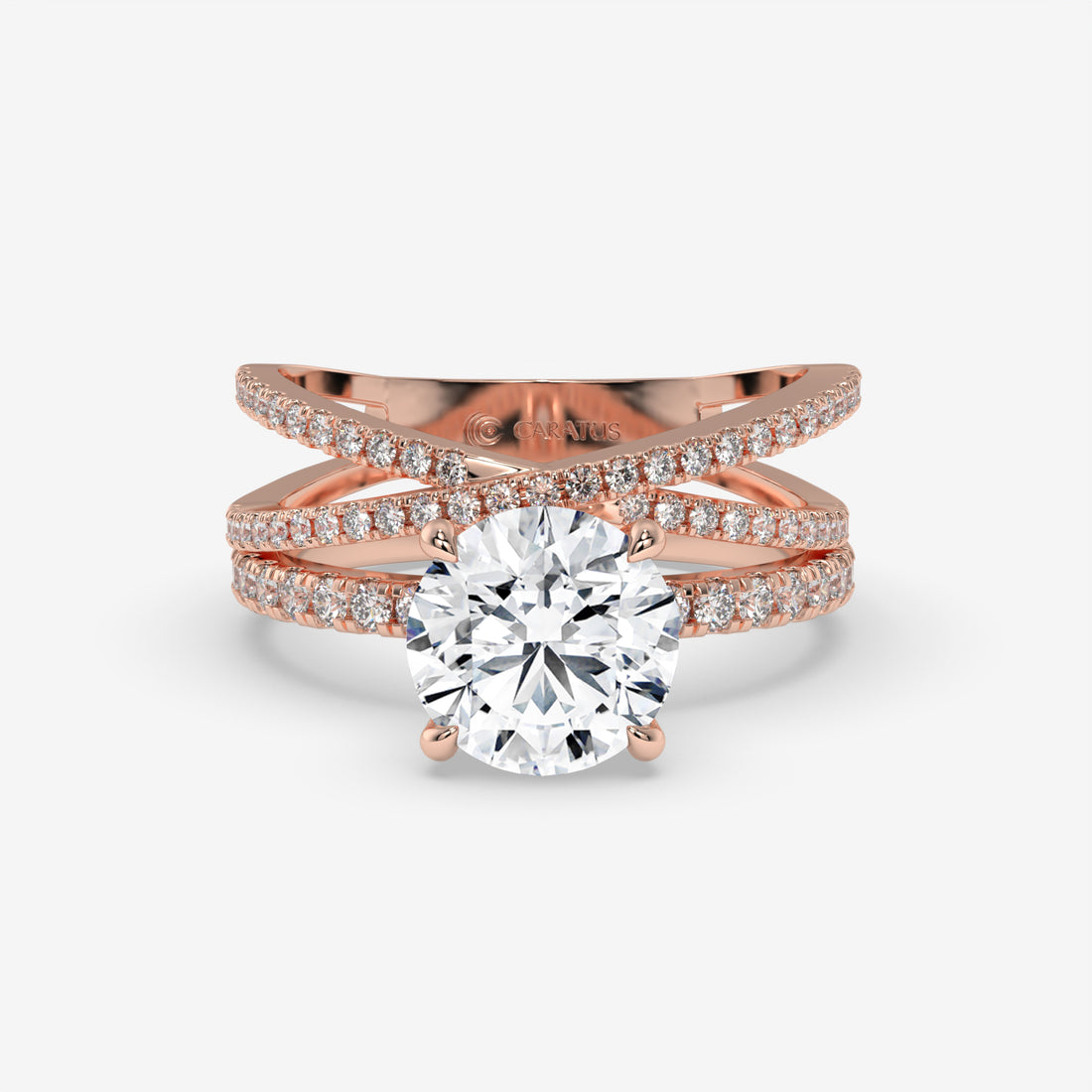 White Gold Intertwined Round Diamond Ring
