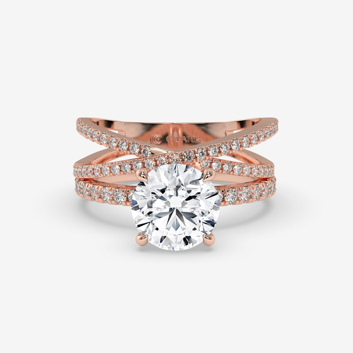 Rose Gold Intertwined Round Diamond Ring