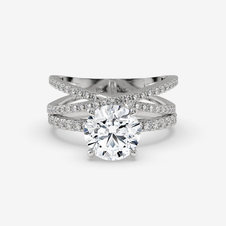 White Gold Intertwined Round Diamond Ring