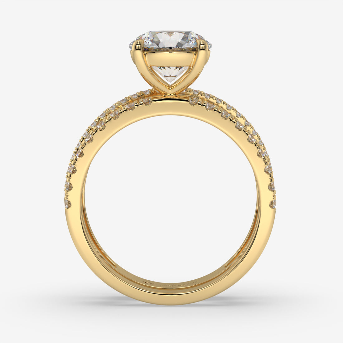 Yellow Gold Intertwined Round Diamond Ring