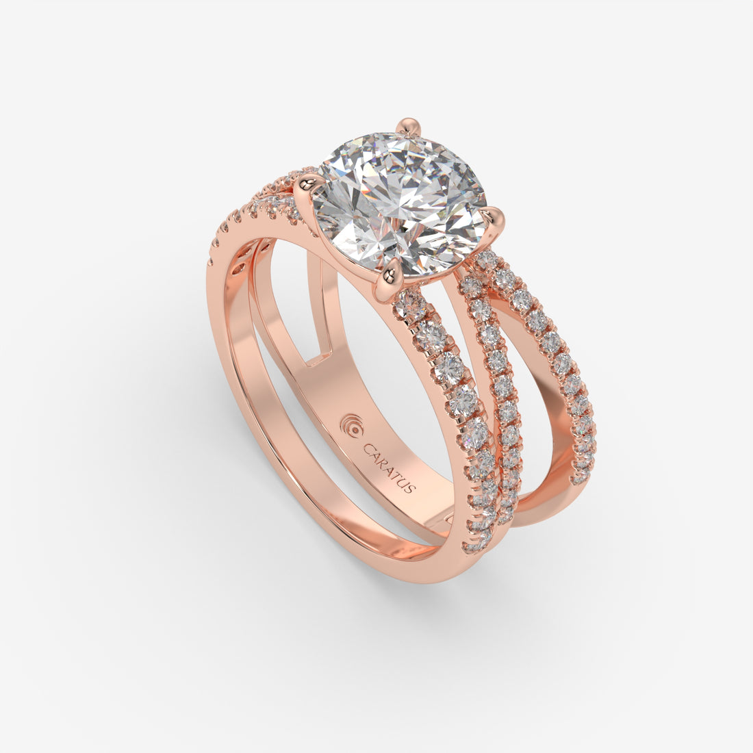 Rose Gold Intertwined Round Diamond Ring