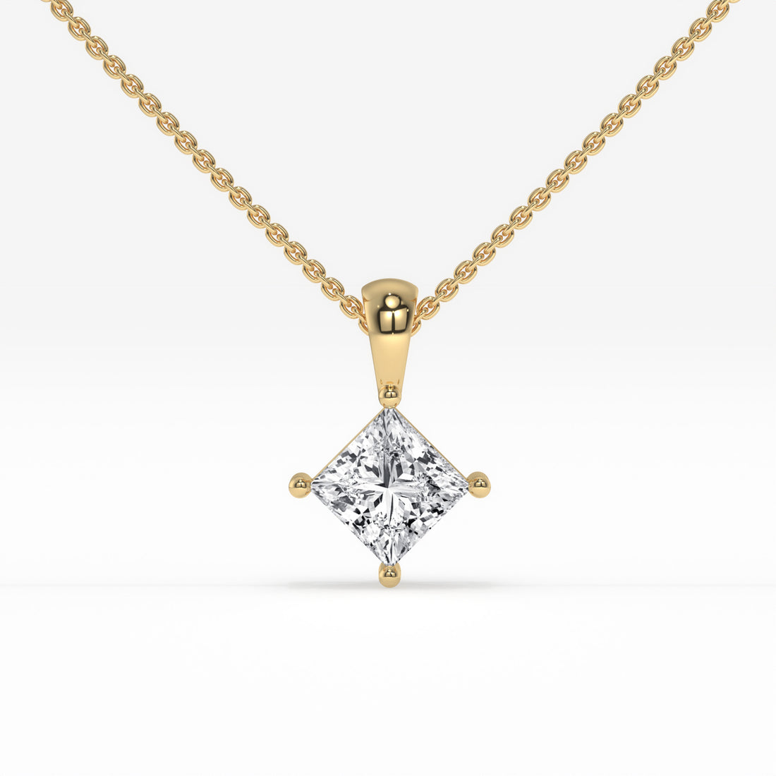 1.00 CT Princess-Cut Diamond White Gold Pendant with Minimalist Design
