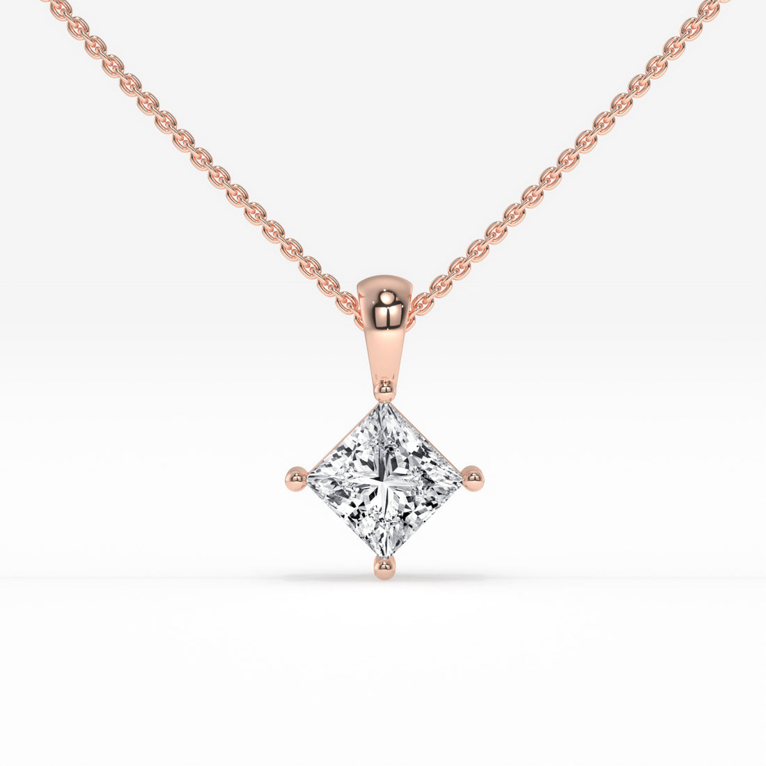 1.00 CT Princess-Cut Diamond White Gold Pendant with Minimalist Design