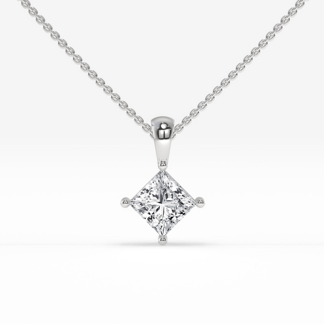 1.00 CT Princess-Cut Diamond White Gold Pendant with Minimalist Design